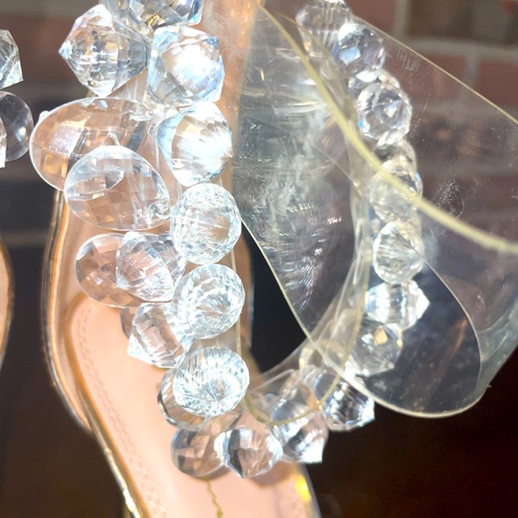 💎💎Olivia Ferragamo Rose Gold Heel Crystal Embellishments & Clear Straps Sz 8💎 - Picture 10 of 11